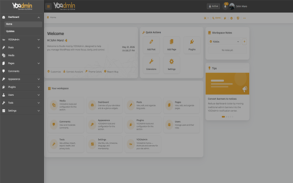 Yooadmin Plugin Side Menu for wordpress dashboard
